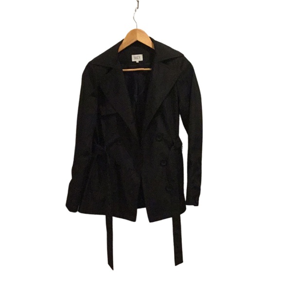 Suzy Shier Black Satin Trench Size XS - Picture 7 of 8